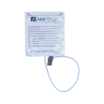 Elektroder för AMI Italia Smarty Saver hjärtstartare, framsidan av förpackningen med beskrivning och anslutningskabel.