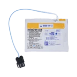 Elektroder för Mindray Beneheart C1A och C2 hjärtstartare, frontbild av elektrodernas förpackning med anslutningskabel och informationsetikett.